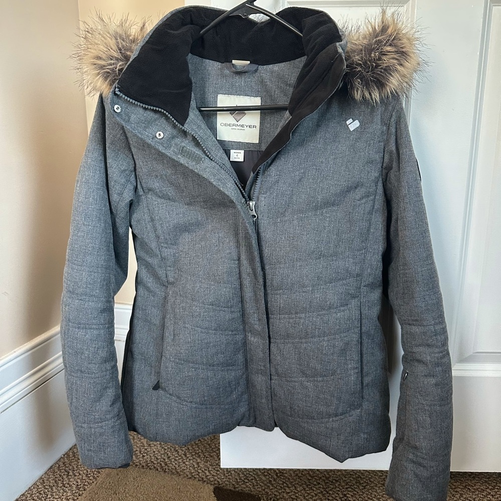 Obermyer Womens Tuscany II Insulated Jacket - size 4P charcoal gray - like new